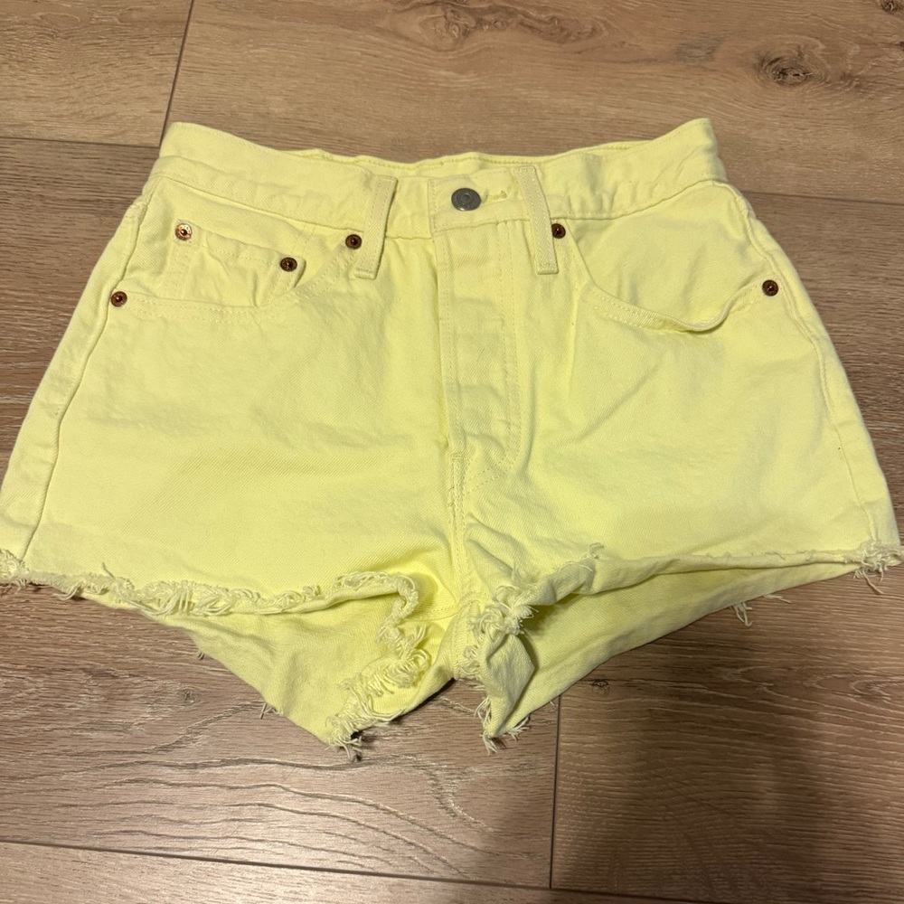 Women’s High-Waist Yellow Denim Shorts